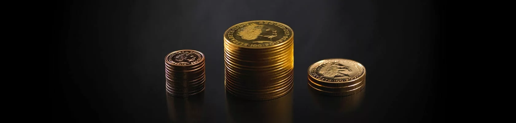 Stack of gold investment coins