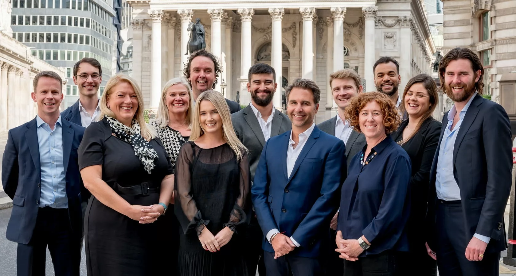 The team at Arabian Pure Gold outside The Royal Exchange in London